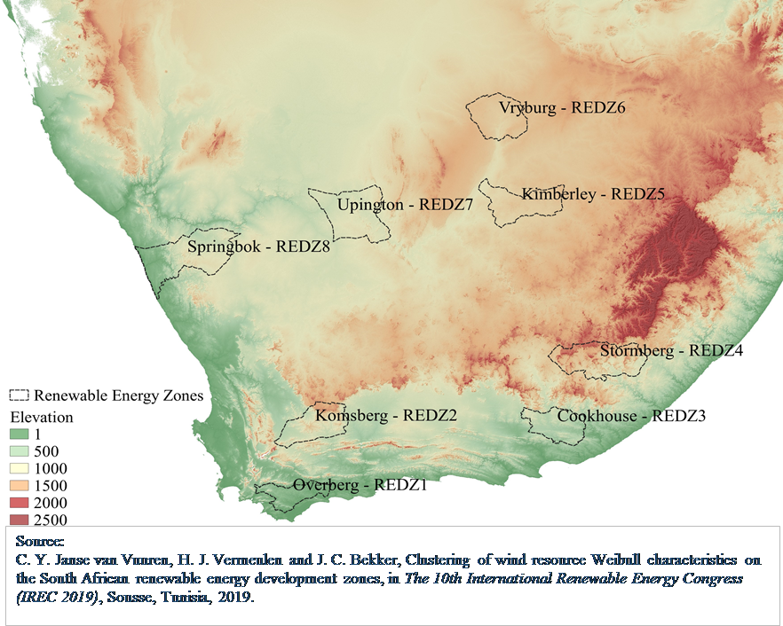 Formulation of clustered geographical profiles within the South African renewable energy development zones for computationally intense data manipulation exercises to represent a highly reduced dataset