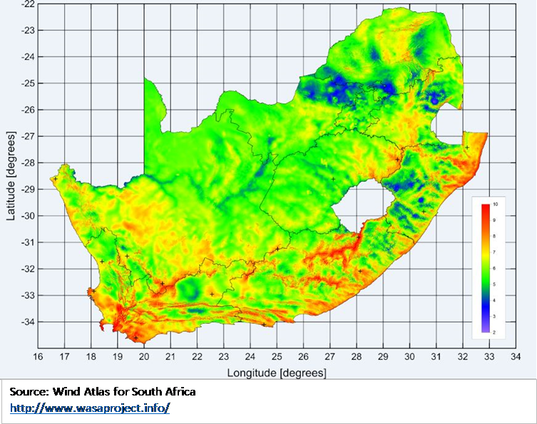 The best of determining the wind energy potential anywhere in South Africa